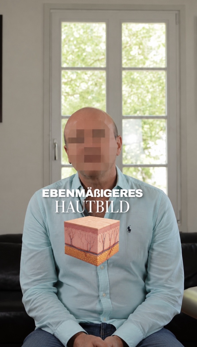 Bild aus einem Praxisvideo mit dem Untertitel „Ebenmäßigeres Hautbild“